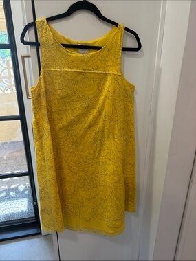 HD in Paris/Anthropologie Bright Yellow Floral Sleeveless Mini Dress